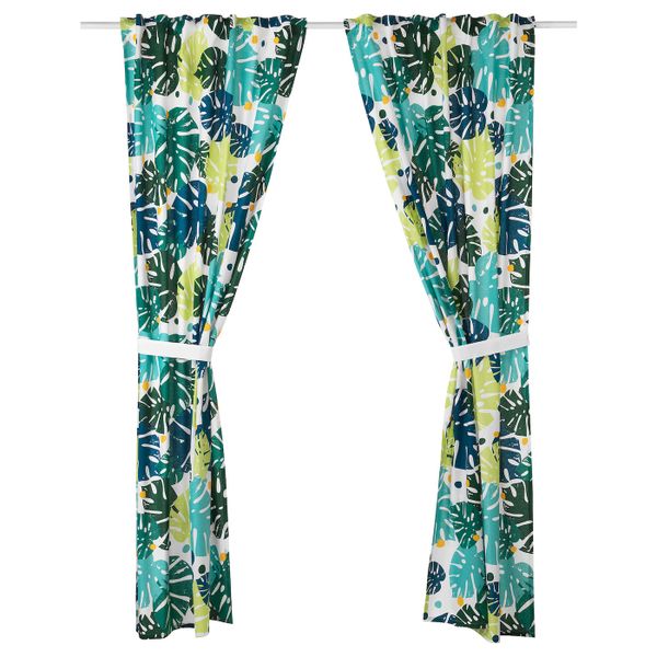 Гардины с прихватом, 1 пара, зеленый, 120x300 см IKEA УРСКОГ 803.938.95 - фото 1