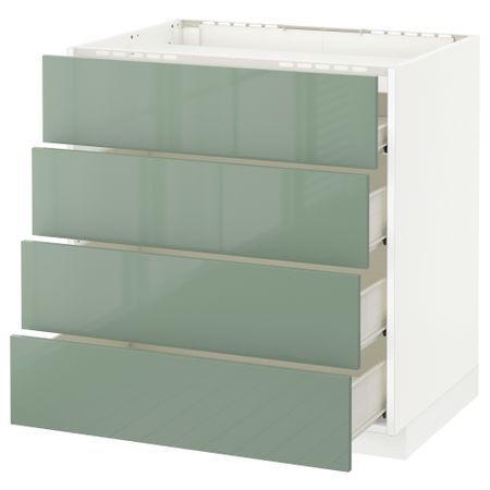 Напольный шкаф, 4 фронтальных панели, 4 ящика МЕТОД / ФОРВАРА, белый, Калларп светло-зеленый