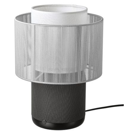 Лампа, Wi-Fi динамик, текст абажур, черный-белый IKEA SYRLIG СИРЛИГMFONISK 694.825.48