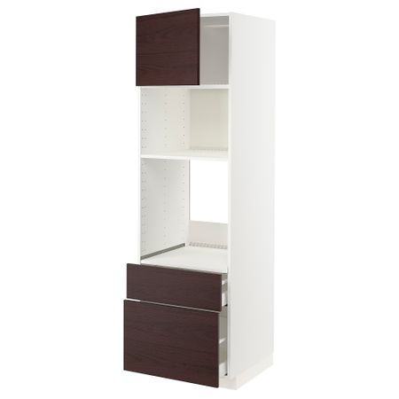 Высокий шкаф для духовки, СВЧ, дверца, 2 ящика, 60x60x200 cm IKEA METOD МЕТОД, MAXIMERA МАКСИМЕРА 794.627.76