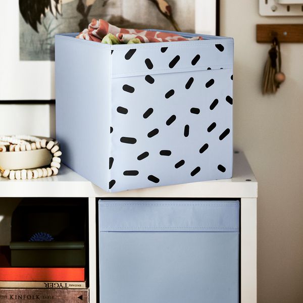 Коробка, 33x38x33 см, синий, черный с рисунком IKEA DRÖNA ДРЁНА 505.581.52 - фото 5