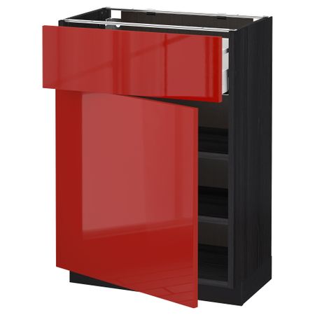 Напольный шкаф с ящиком, дверью МЕТОД / МАКСИМЕРА, черный, Рингульт красный