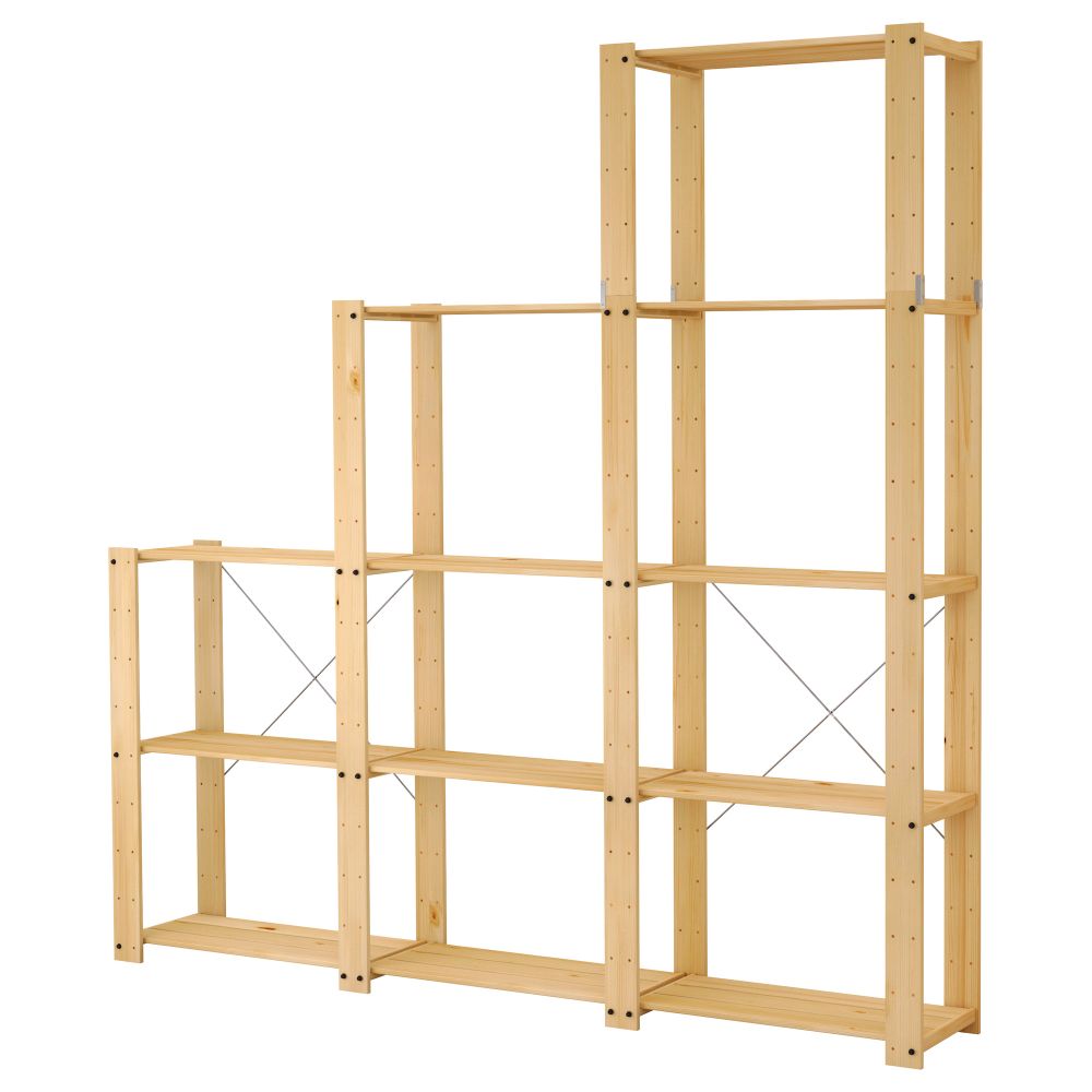 3 секции полок ГОРМ, хвойное дерево (237x35x233 см) - схема-чертеж с размерами