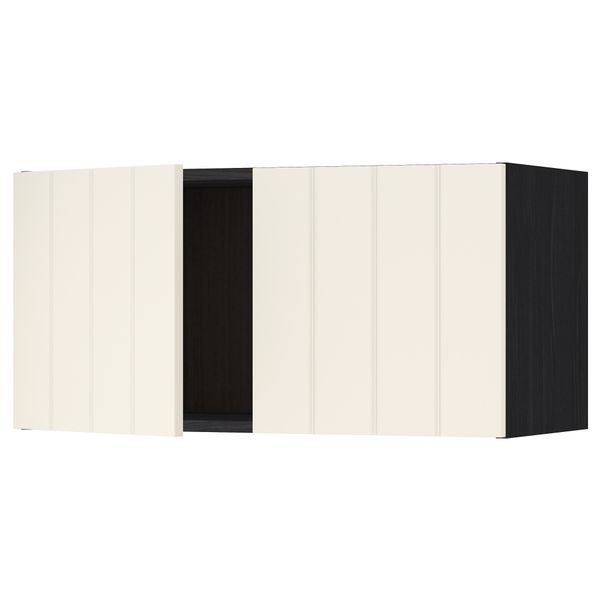 Навесной шкаф с 2 дверями МЕТОД, черный, Хитарп белый с оттенком (80x40 см) - схема-чертеж с размерами