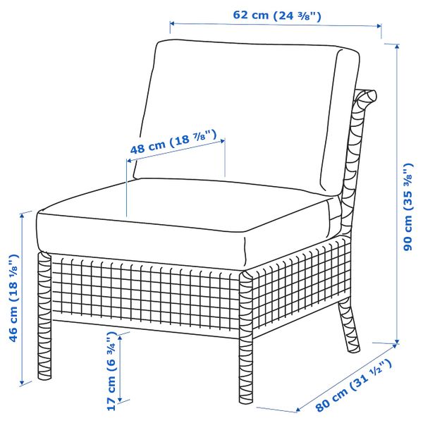 IKEA в интерьере - схема-чертеж с размерами