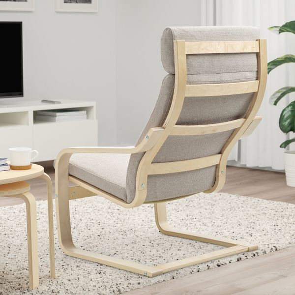 Кресло, березовый шпон/Хили бежевый IKEA POÄNG ПОЭНГ 593.193.79 - фото 3