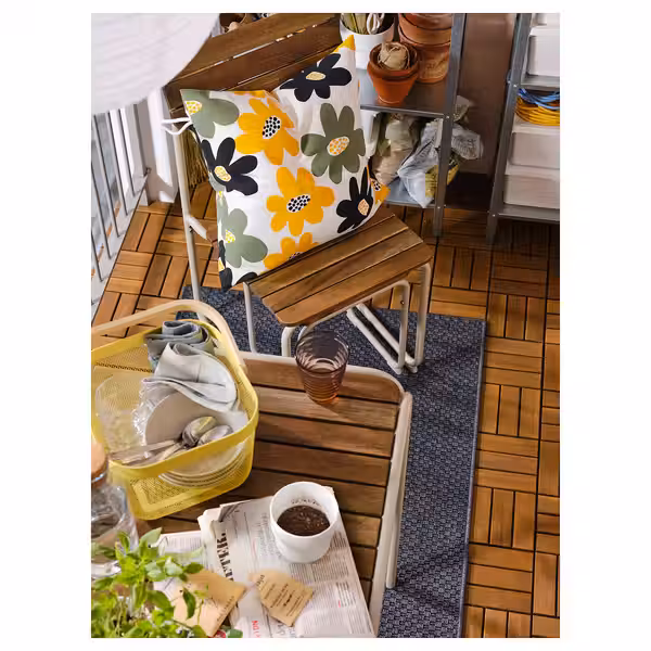 FURUÖN ФУРУЁН Стол+2 стула+2 табурета для ног - коричневый/для сада - фото 5