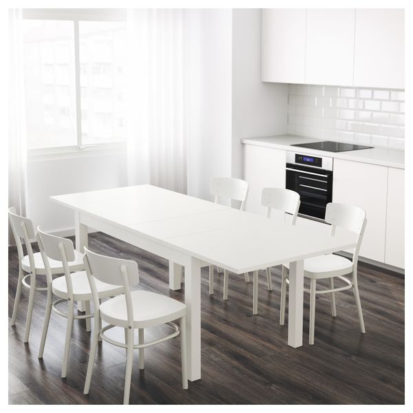 Раздвижной стол БЬЮРСТА, белый (140/180/220x84 см) - фото 3