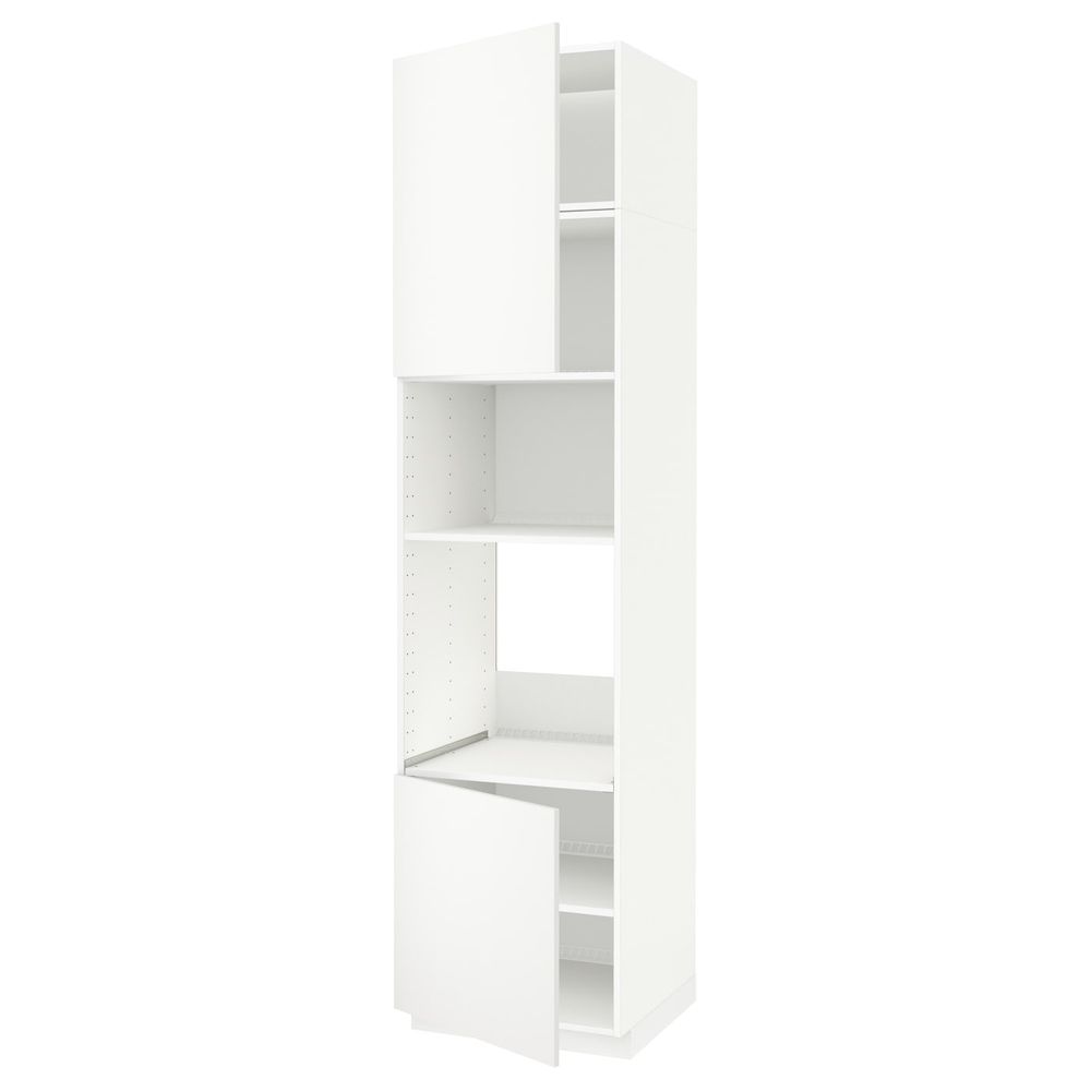 Высокий шкаф для духовки/СВЧ, 2 дверцы/полки, белый/Хэггеби белый 60x60x240 см IKEA METOD МЕТОД 392.260.41 - схема-чертеж с размерами