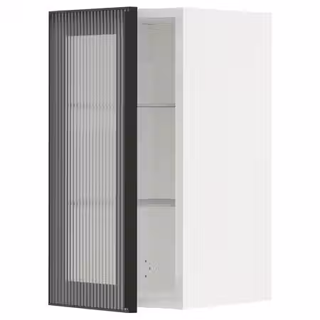 METOD Навесной шкаф/полки/стеклян дверца - белый/Hejsta антрацитовое рифленое стекло 30x60 см