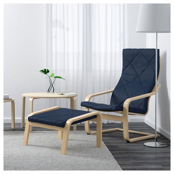 Табурет для ног ПОЭНГ, березовый шпон, Эдум темно-синий - фото 2