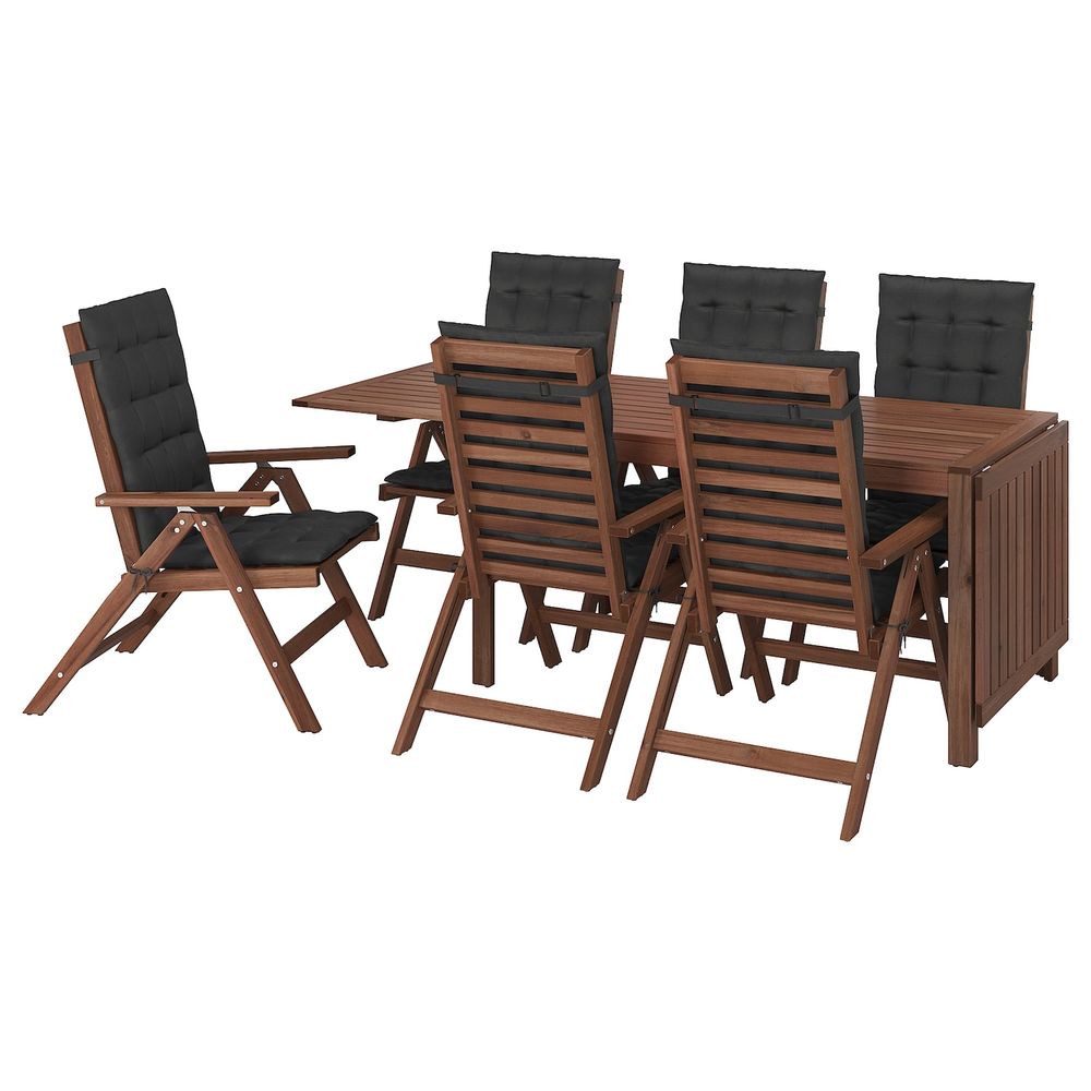Стол+6кресел,д/сада, коричневая морилка/Холло черный IKEA ÄPPLARÖ ЭПЛАРО 092.289.56 - фото 1