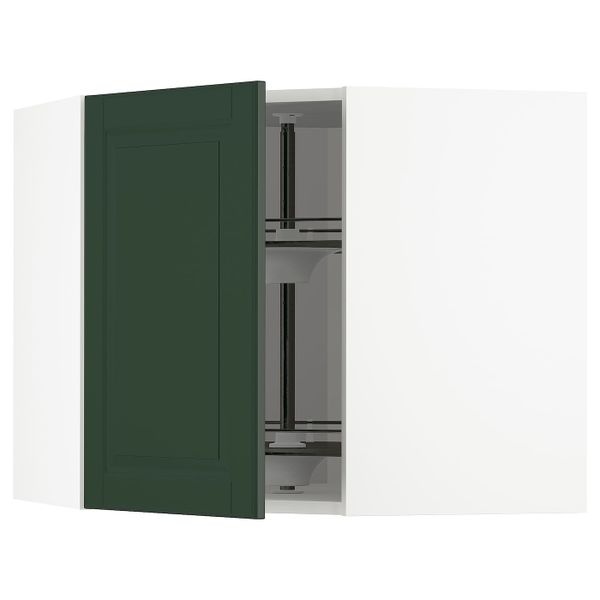 Угловой навесного шкаф с вращающейся секц, белый/Будбин темно-зеленый 68x60 см IKEA METOD МЕТОД 493.123.59 - фото 1