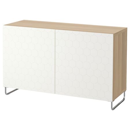 Комбинация для хранения с дверцами, под беленый дуб/вассвикен/суларп белый 120x40x74 см IKEA БЕСТО 092.669.48