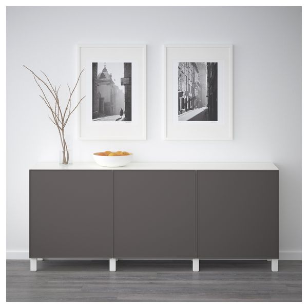 Комбинация для хранения с дверцами БЕСТО, белый, Грундсвикен темно-серый - фото 2