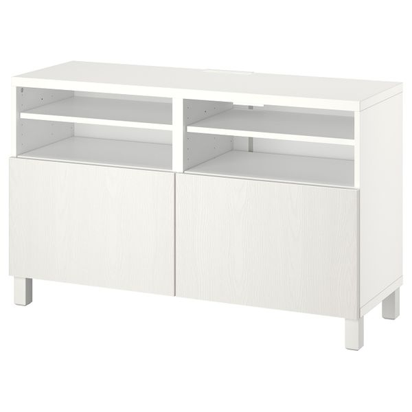 Тумба под ТВ, с дверцами, белый/тиммер/стуббар белый 120x42x74 см IKEA BESTÅ БЕСТО 394.325.45 - фото 1