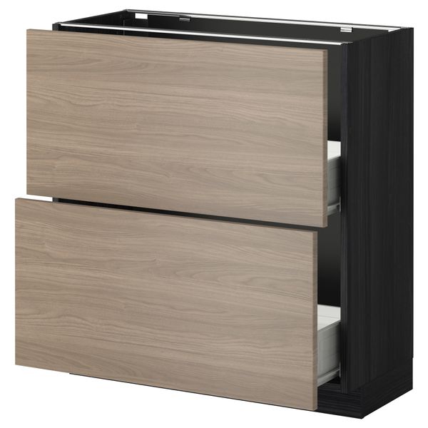 Напольный шкаф с 2 ящиками МЕТОД / ФОРВАРА, черный, Брокхульт светло-серый - схема-чертеж с размерами