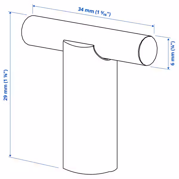 STJÄRNHOV СТЭРНХОВ Ручка мебельная - хромированный 34 мм - схема-чертеж с размерами