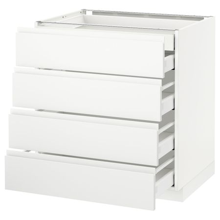 Напольный шкаф 4 фронтальных, 2 низких, 3 средних ящ, белый/Воксторп матовый белый 80x60 см IKEA METOD МЕТОД / MAXIMERA