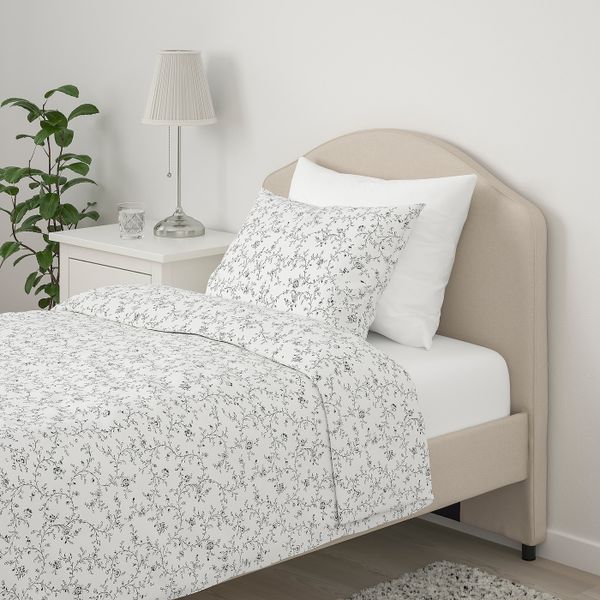 Каркас кровати с обивкой, Лофаллет бежевый 90x200 см IKEA HAUGA ХАУГА 205.063.53 - фото 3