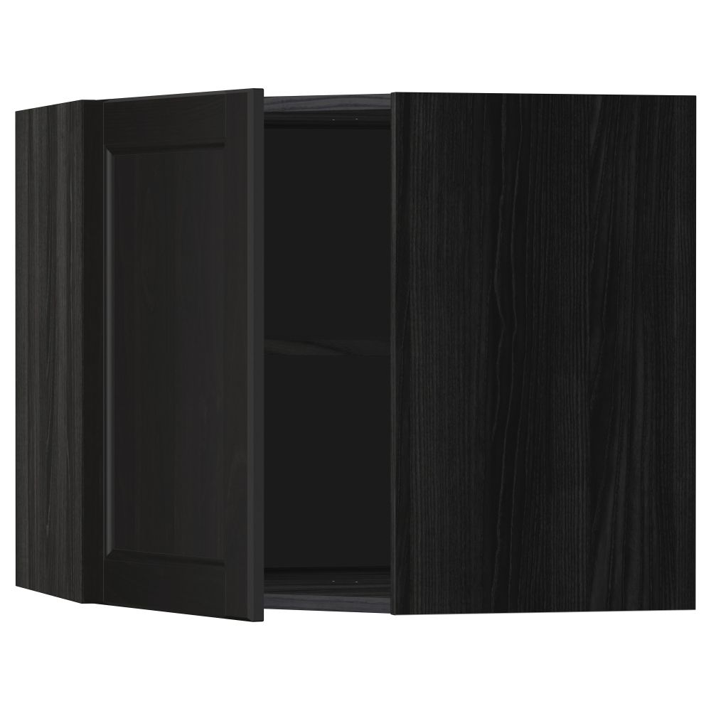 Угловой навесной шкаф с полками МЕТОД, черный, Лаксарби черно-коричневый - схема-чертеж с размерами