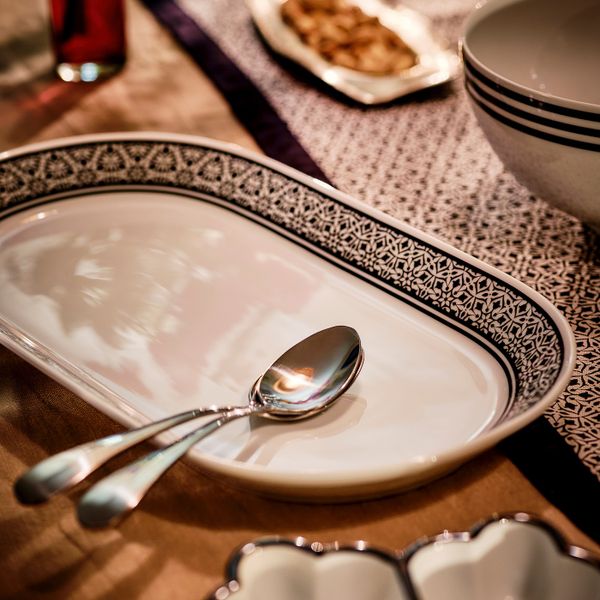 Блюдо, белый, черный 38x21 см IKEA HEMBJUDEN ХЕМБЬЮДЕН 005.120.72 - схема-чертеж с размерами