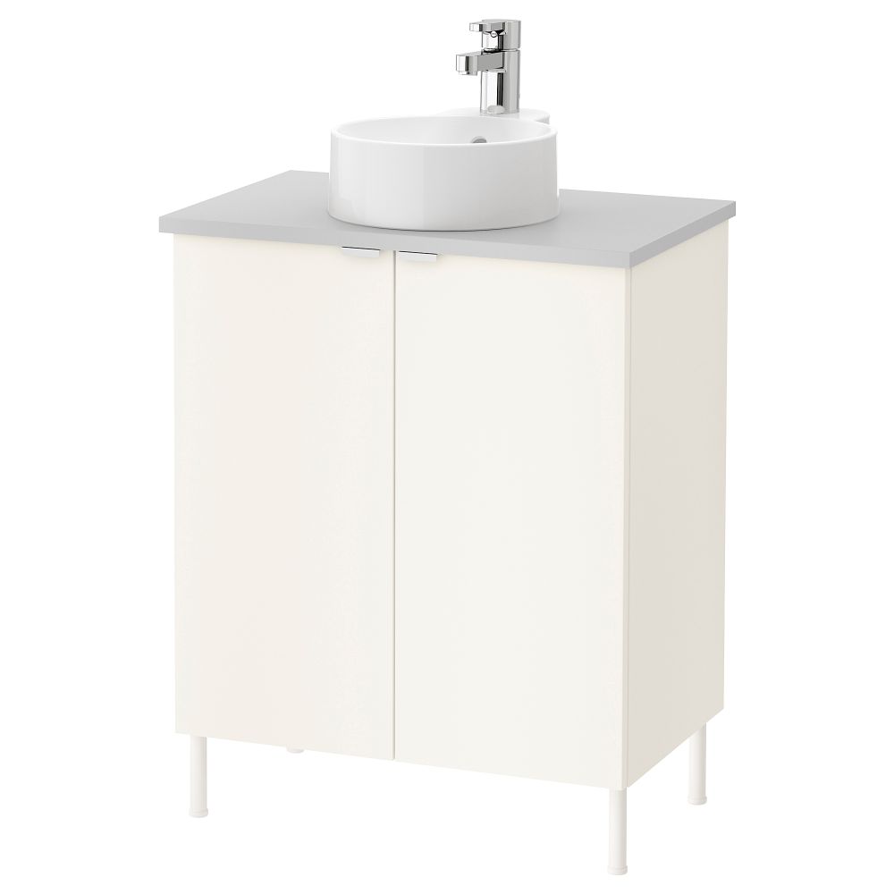 Шкаф под раковину с 2 дверцами ЛИЛЛОНГЕН/ВИСКАН / ГУТВИКЕН, белый, серый (62x40x87 см) - фото 1