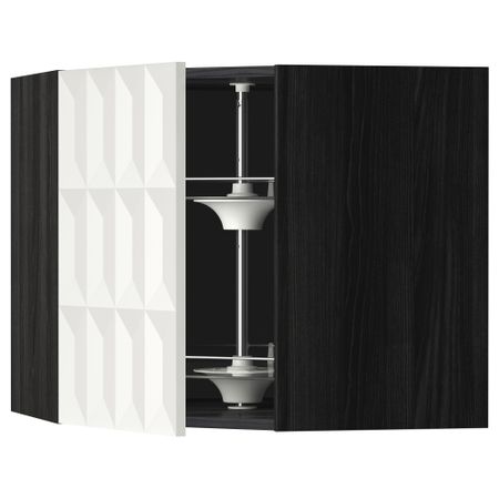 Угловой навесной шкаф с вращающейся секцией МЕТОД, черный, Гэррестад белый