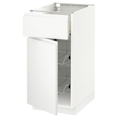 Напольный шкаф с проволочной корзиной, ящиком, дверью МЕТОД / ФОРВАРА, белый, Воксторп белый