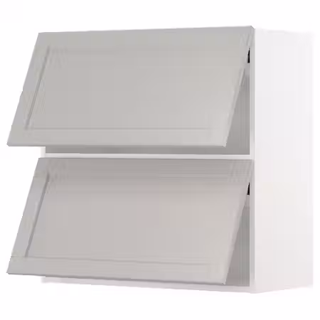 METOD Навесной шкаф/2 дверцы, горизонтал - белый/Lerhyttan светло-серый 80x80 см