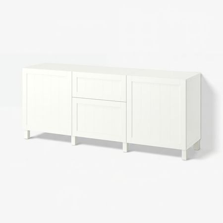 BESTÅ Комбинация для хранения с ящиками - пипмакаре белый/Stubbarp белый 180x42x74 см