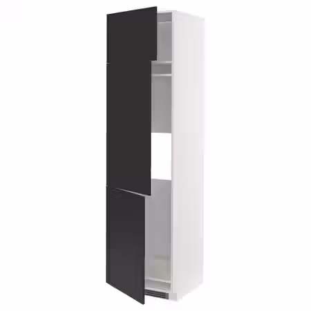 METOD Высокий шкаф д/холод/мороз/3 дверцы - белый/Nickebo матовый антрацит 60x60x220 см