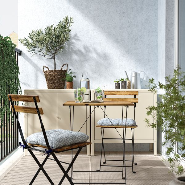 Стол + 2 стула, для сада, черный, серо-кориченевая морилка, клёсан синий IKEA TÄRNÖ ТЭРНО 295.349.07 - схема-чертеж с размерами