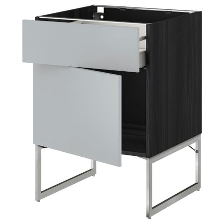 Напольный шкаф с ящиком, дверью МЕТОД / МАКСИМЕРА, черный, Веддинге серый