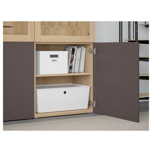 Комбинация для хранения со стеклянными дверцами БЕСТО, под беленый дуб, Вальвикен темно-коричневый, прозрачное стекло - схема-чертеж с размерами