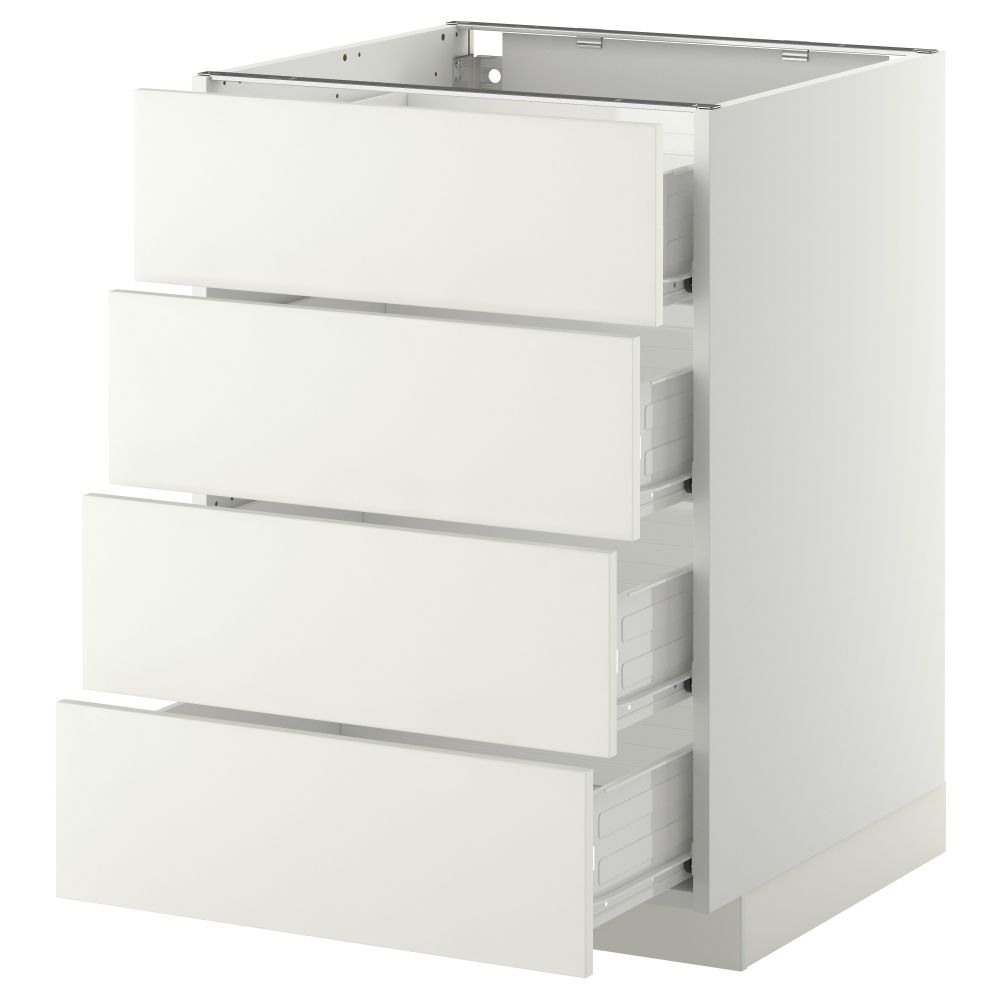 Напольный шкаф 4 фронтальных панели, 4 ящика МЕТОД / ФОРВАРА, белый, Хэггеби белый - схема-чертеж с размерами
