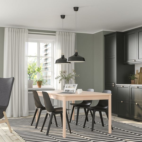 Стол и 4 стула, береза, антрацит, 155, 210 см IKEA RÖNNINGE РЁННИНГЕ, ODGER ОДГЕР 894.290.84 - фото 3