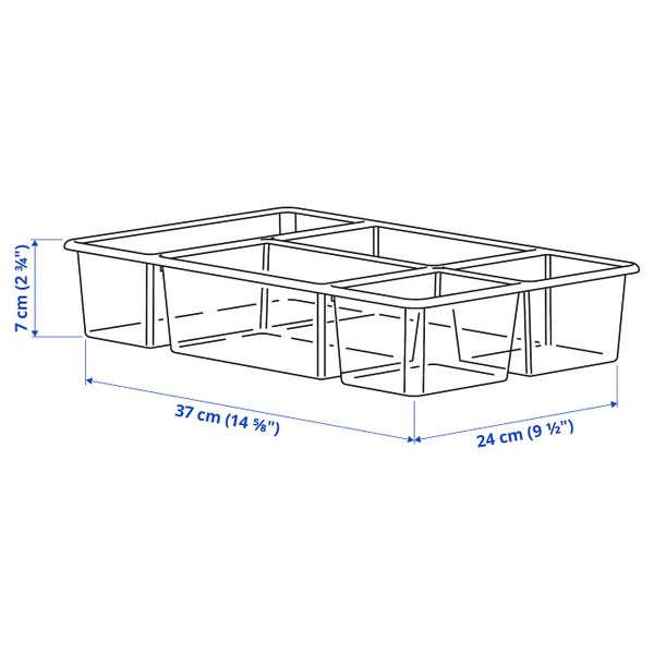 Вставка в ящик, прозрачный 37x24x7 см IKEA ANTONIUS АНТОНИУС 103.787.56 - схема-чертеж с размерами