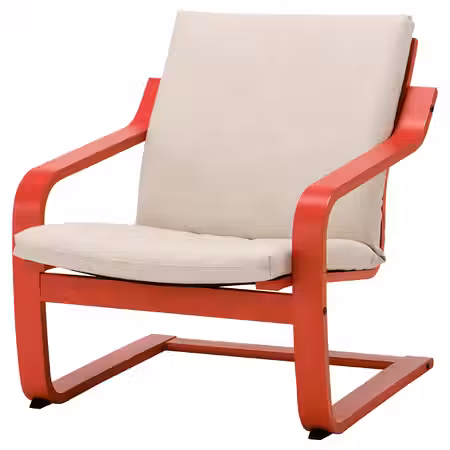 POÄNG Кресло с низкой спинкой - красный/Katorp естественный/бежевый