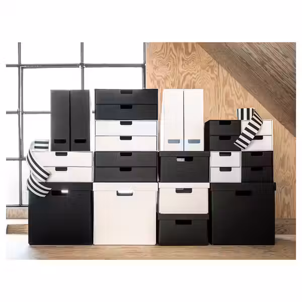 FJÄDERHARV ФЬЕДЕРХАРВ Коробка с крышкой - антрацит 32x35x31 см - схема-чертеж с размерами