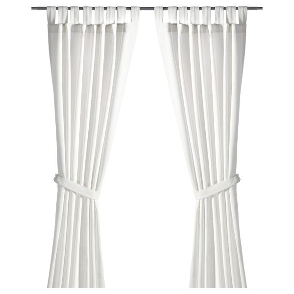 Гардины с прихватом, 2 шт., белый 140x300 см IKEA LENDA ЛЕНДА 703.705.83 - фото 1