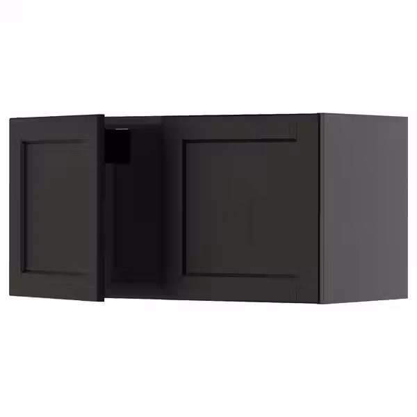 METOD Навесной шкаф с 2 дверцами - черно-серый/Lerhyttan черная морилка 80x40 см - фото 1