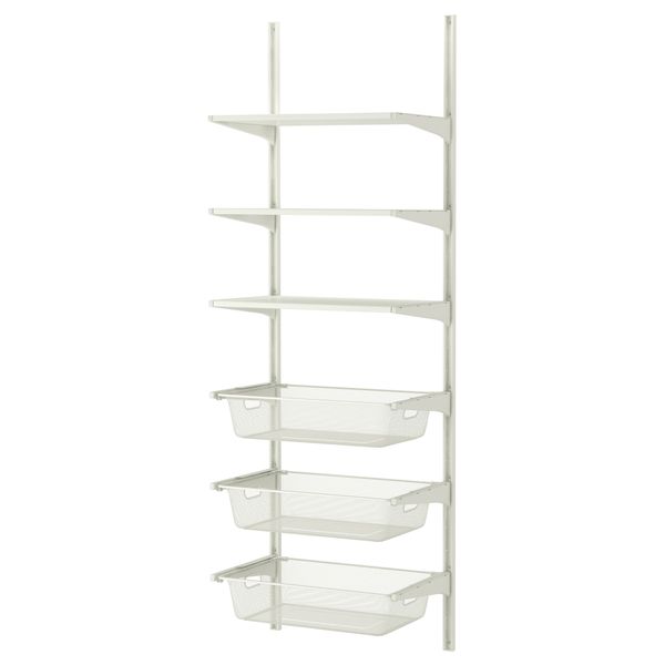 Настенная шина, сетчатые корзины АЛЬГОТ, белый (65x40x196 см) - фото 1