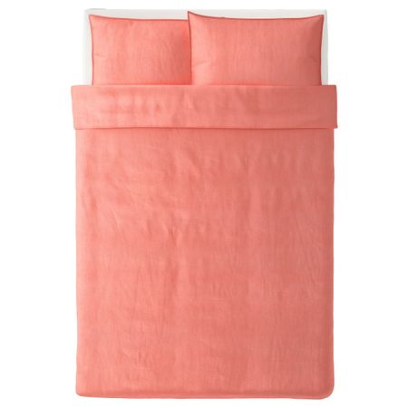 Пододеяльник и 2 наволочки, светлый коричнево-красный 200x200/50x70 см IKEA ÄNGSLILJA ЭНГСЛИЛЬЯ 804.435.36