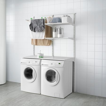 Настенная шина, полки/сушилка, белый 132x61x197 см IKEA АЛЬГОТ 492.304.05