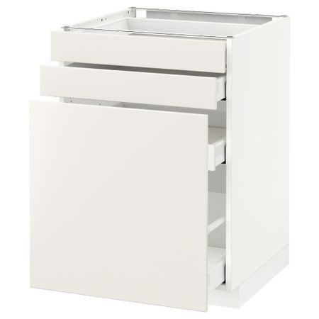 Напольный шкаф с выдвижными модулями, 2 фронтальные панели МЕТОД / МАКСИМЕРА, белый, Веддинге белый