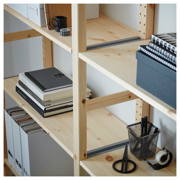 4 секции, полки ИВАР, сосна (344x226 см) - схема-чертеж с размерами