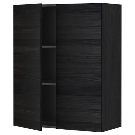 Навесной шкаф с полками, 2 дверцы МЕТОД, черный, Тингсрид черный