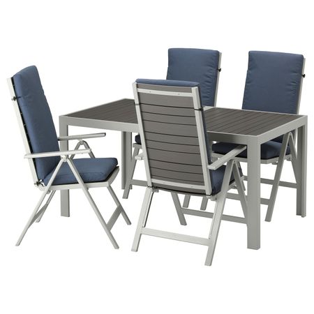 Стол + 4 кресла, для/сада, темно-серый/ФРЁСЁН/ДУВХОЛЬМЕН синий 156x90 см IKEA ШЭЛЛАНД 692.672.47