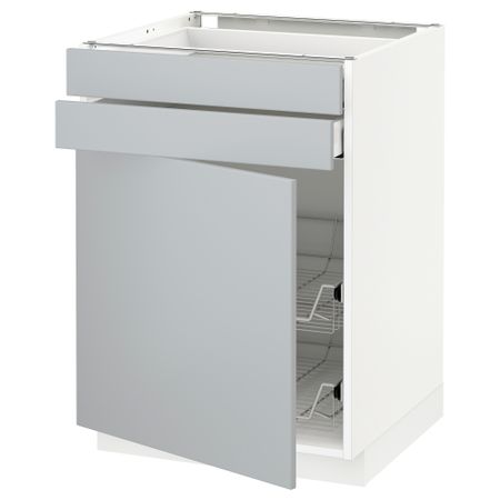 Напольный шкаф, дверца, 2 ящика, проволочных корзин МЕТОД / МАКСИМЕРА, белый, Веддинге серый